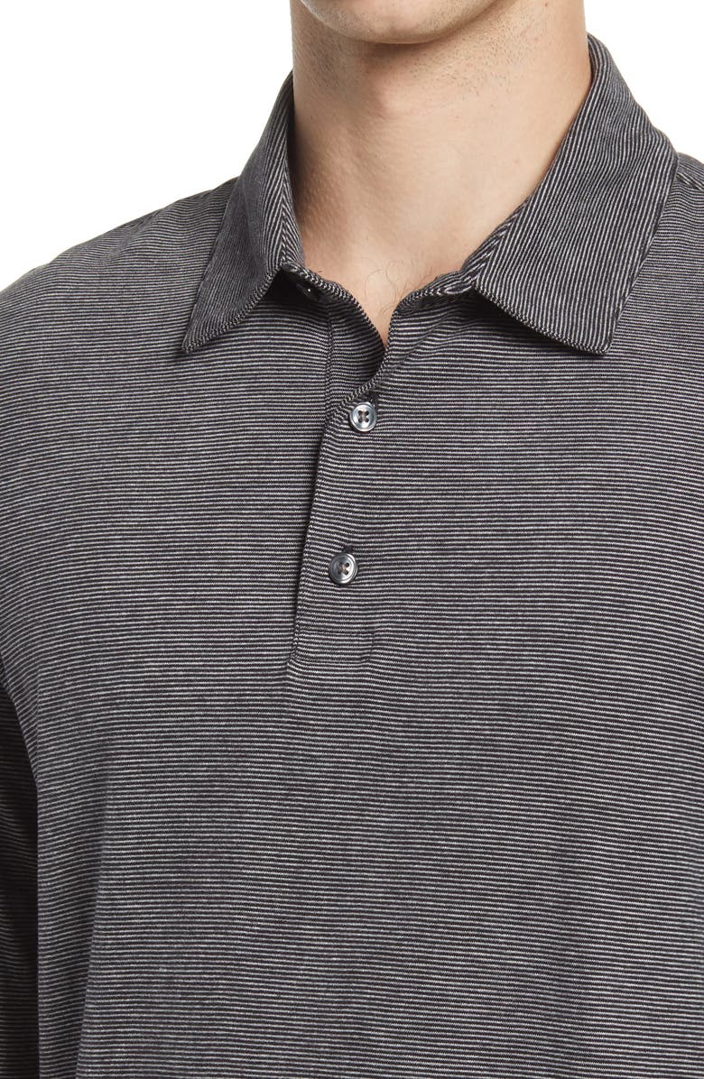Vince Stripe Long Sleeve Sueded Pima Cotton Polo, Alternate, color,