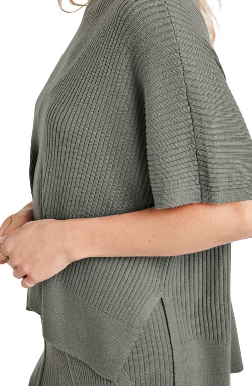 Splendid Georgie Short Sleeve Rib Sweater In Green