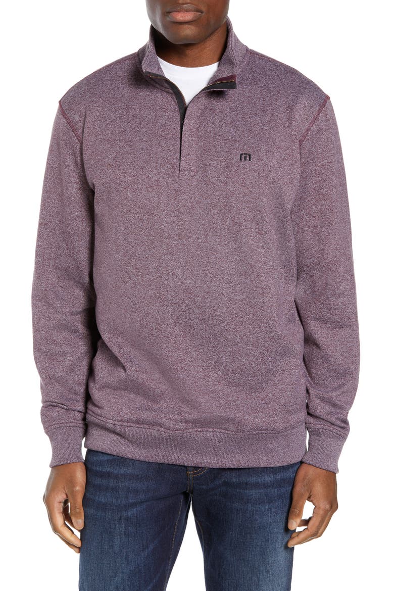 Hideaway Quarter Zip Pullover, Main, color, HEATHER WINETASTING