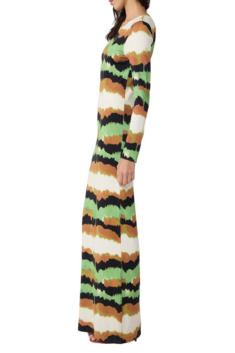 Robin Abstract Stripe Long Sleeve Column Dress, Alternate, color, CATERPILLAR IVORY