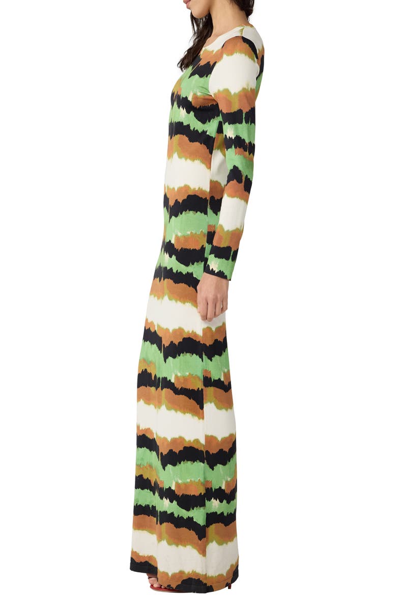 Diane von Furstenberg Robin Abstract Stripe Long Sleeve Column Dress, Alternate, color, Caterpillar Ivory