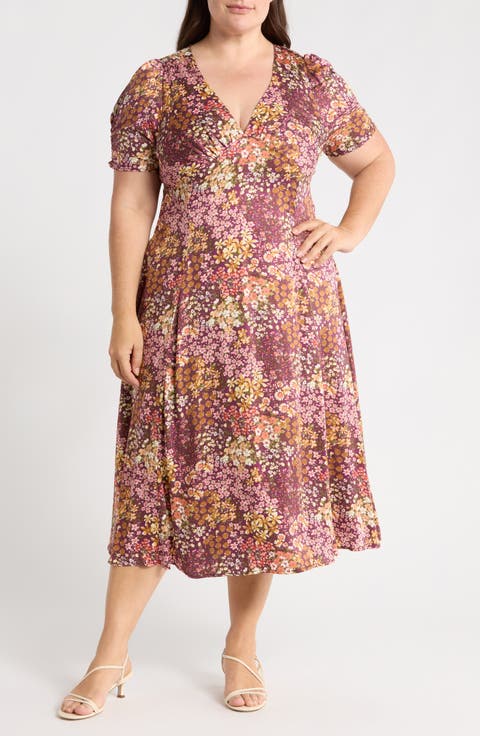 Floral V-Neck Midi Dress