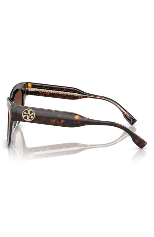 Tory Burch 54mm Polarized Cat Eye Sunglasses In Dark Tortoise