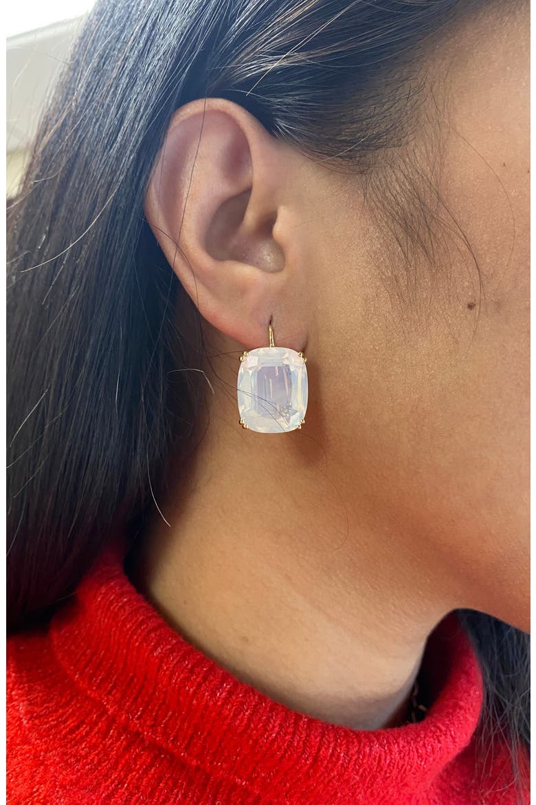 Gossip Cushion Cut Stone Drop Earrings, Alternate, color, WHITE