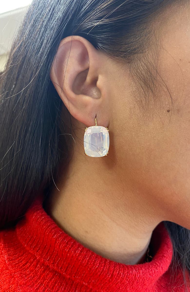 GOSHWARA Gossip Cushion Cut Stone Drop Earrings, Alternate, color, White