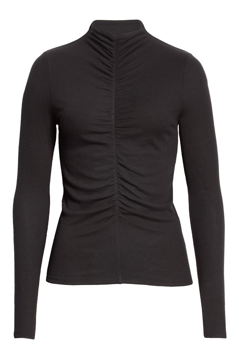 Theresa Ruched Mock Neck Top, Alternate, color, BLACK