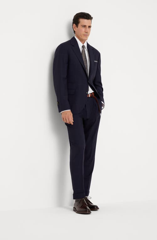 Brunello Cucinelli Trousers With Pleats In Navy Blue
