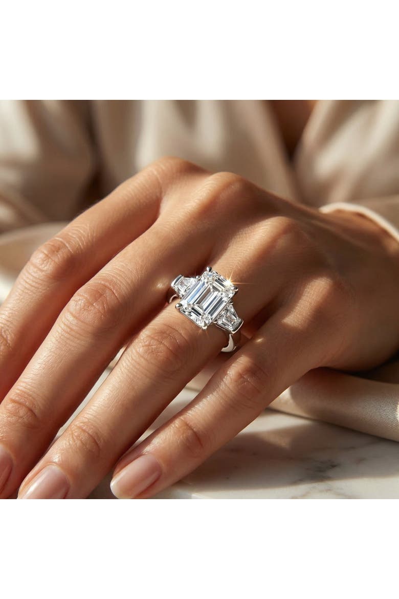 Certified 4Ct Randi Emerald Diamond Engagement Ring 14k Gold or PT Lab Grown, Alternate, color, 14k White Gold