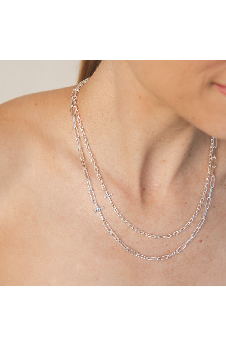 Rizen Jewelry Mini Chain Breaker Cross Necklace, Alternate, color, Sterling Silver