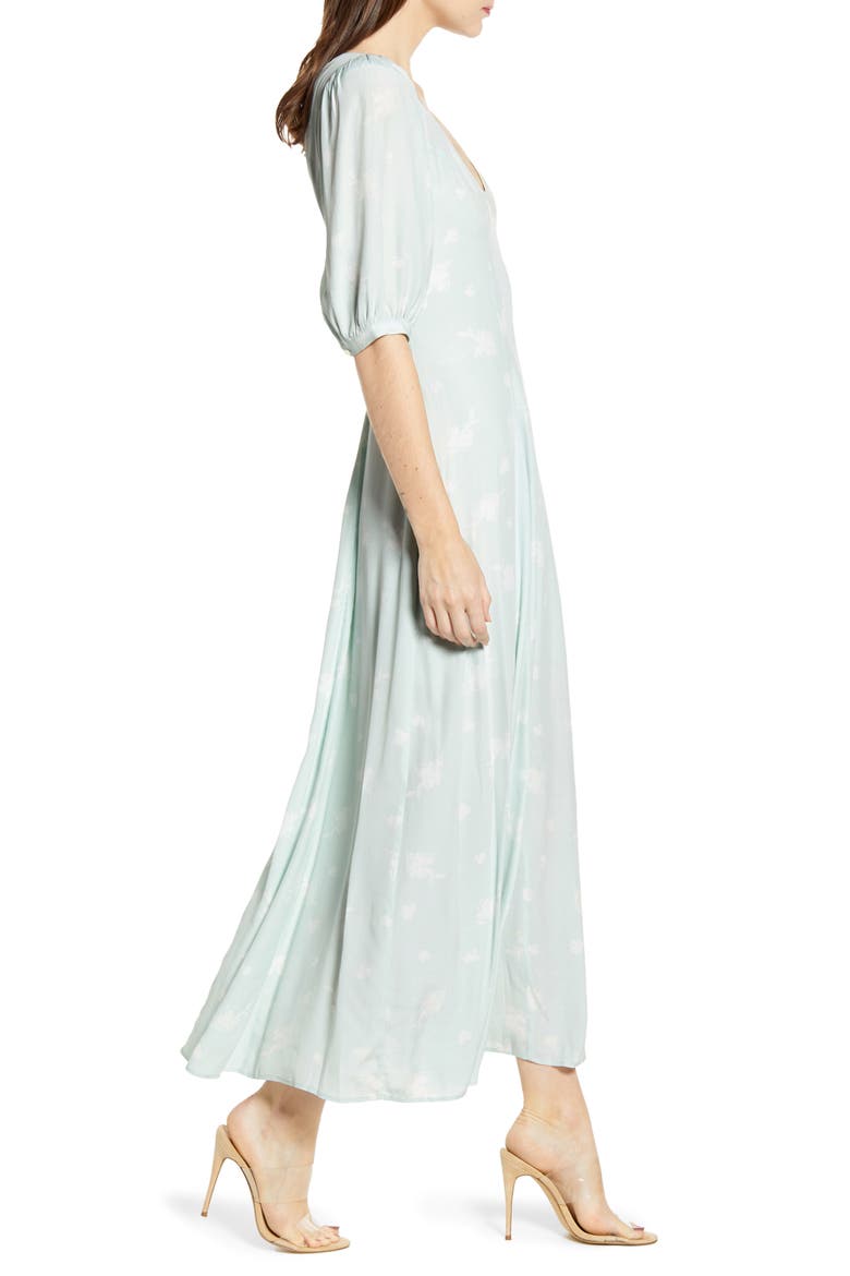 Print Dress (Nordstrom Exclusive), Alternate, color, TEAL CHALK ETCH FLOWERS