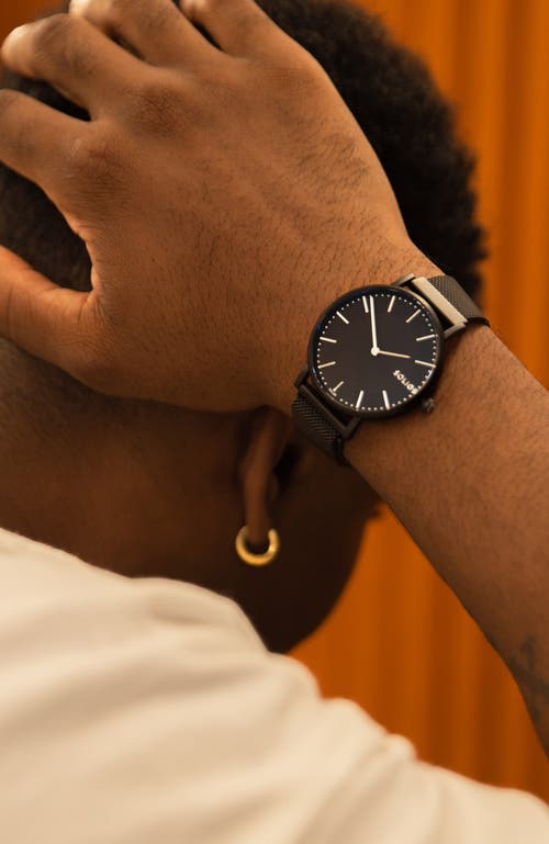 Solios Watches The Solar Classic | Black Dial In Mat Black Mesh Metal