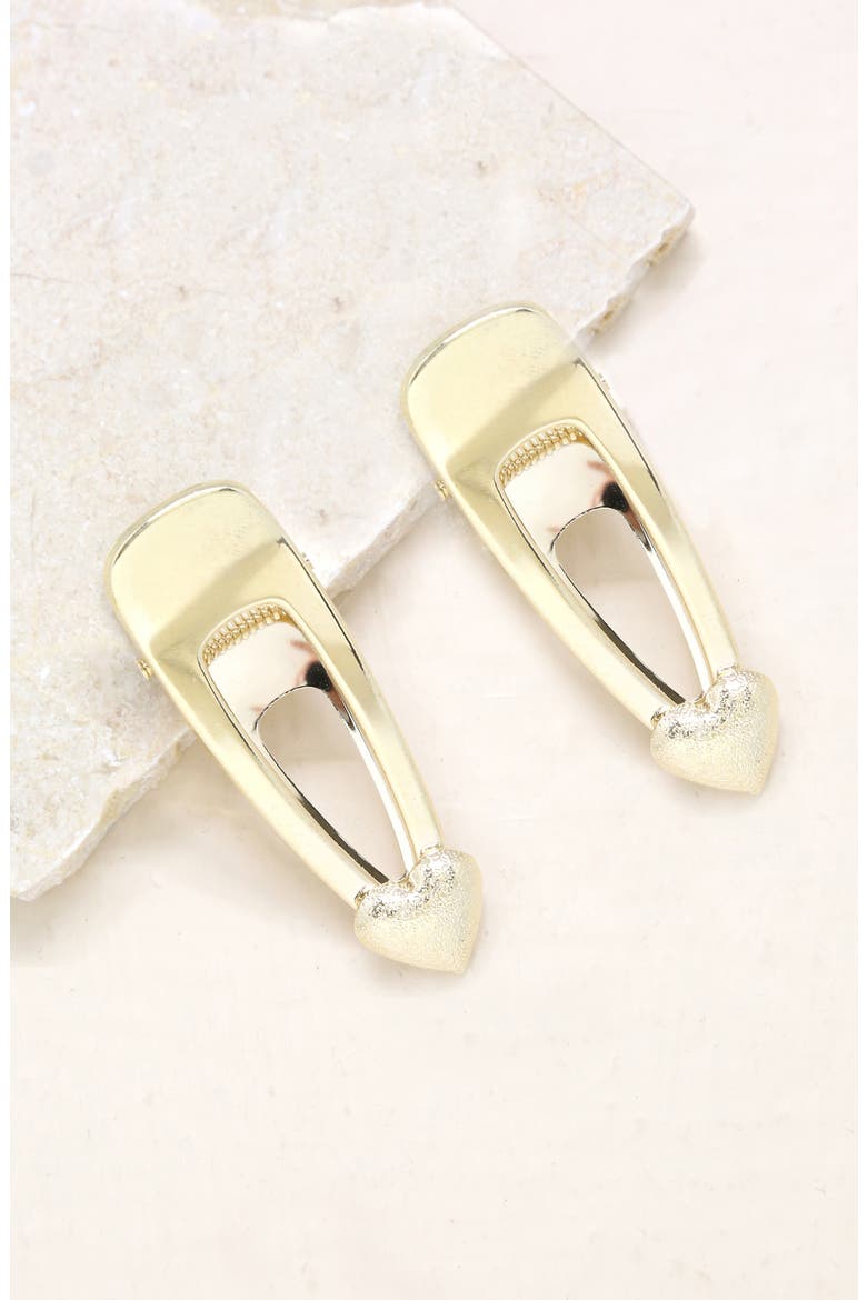 Set of 2 Heart Hair Clips, Alternate, color, GOLD