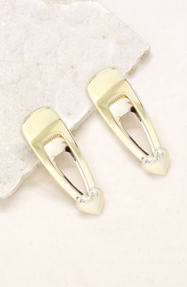 Ettika Set of 2 Heart Hair Clips, Alternate, color, Gold
