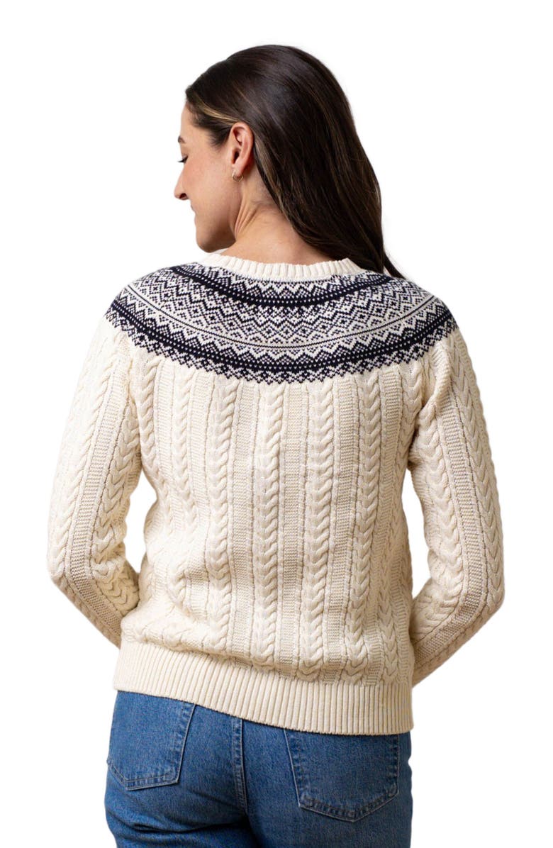 Hope & Henry Women's Organic Fair Isle Cable Sweater, Alternate, color, 