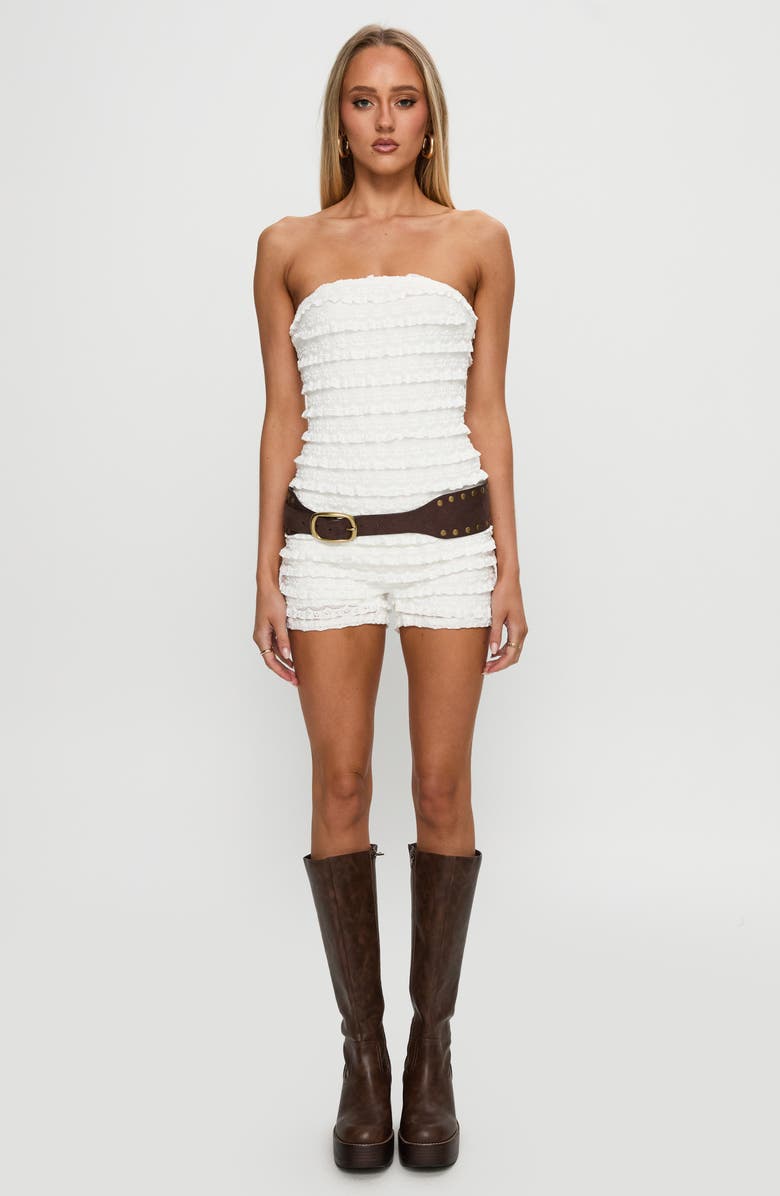 Princess Polly Ayver Ruffle Strapless Romper, Alternate, color, White