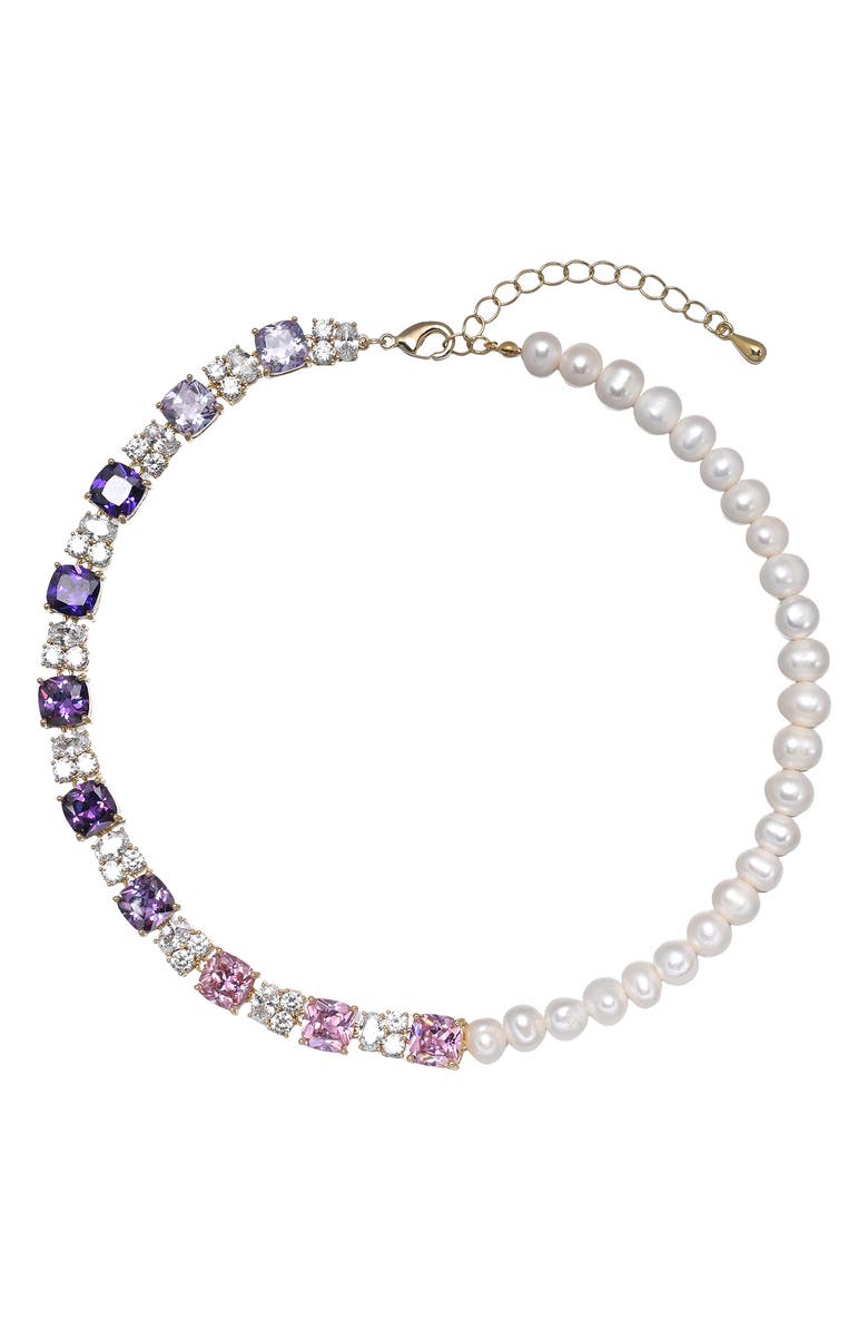 EYE CANDY LOS ANGELES Sabrina Cubic Zirconia & Faux Pearl Necklace, Alternate, color, Gold