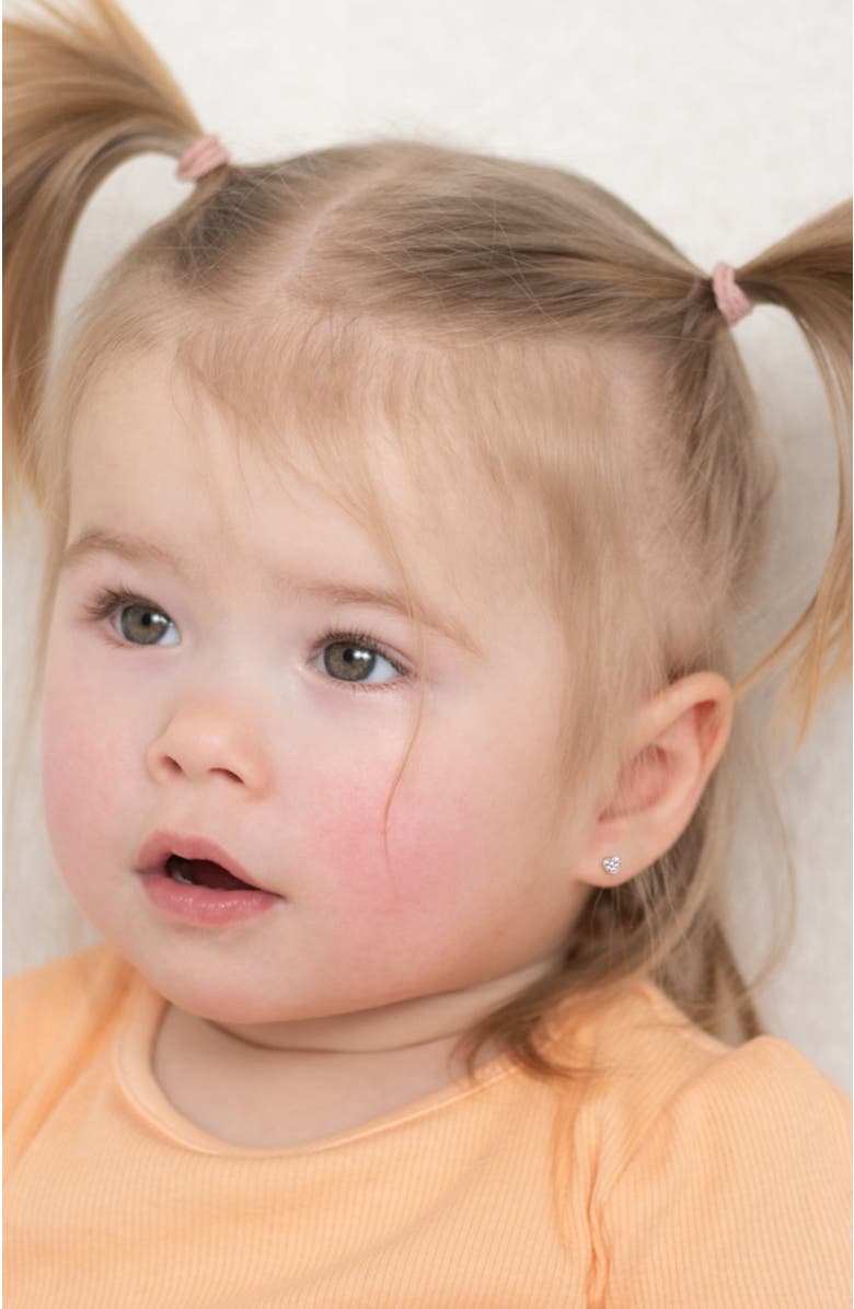 In Season Jewelry 14k Tiny Pave Cubic Zirconia Heart Earrings, Alternate, color, Gold