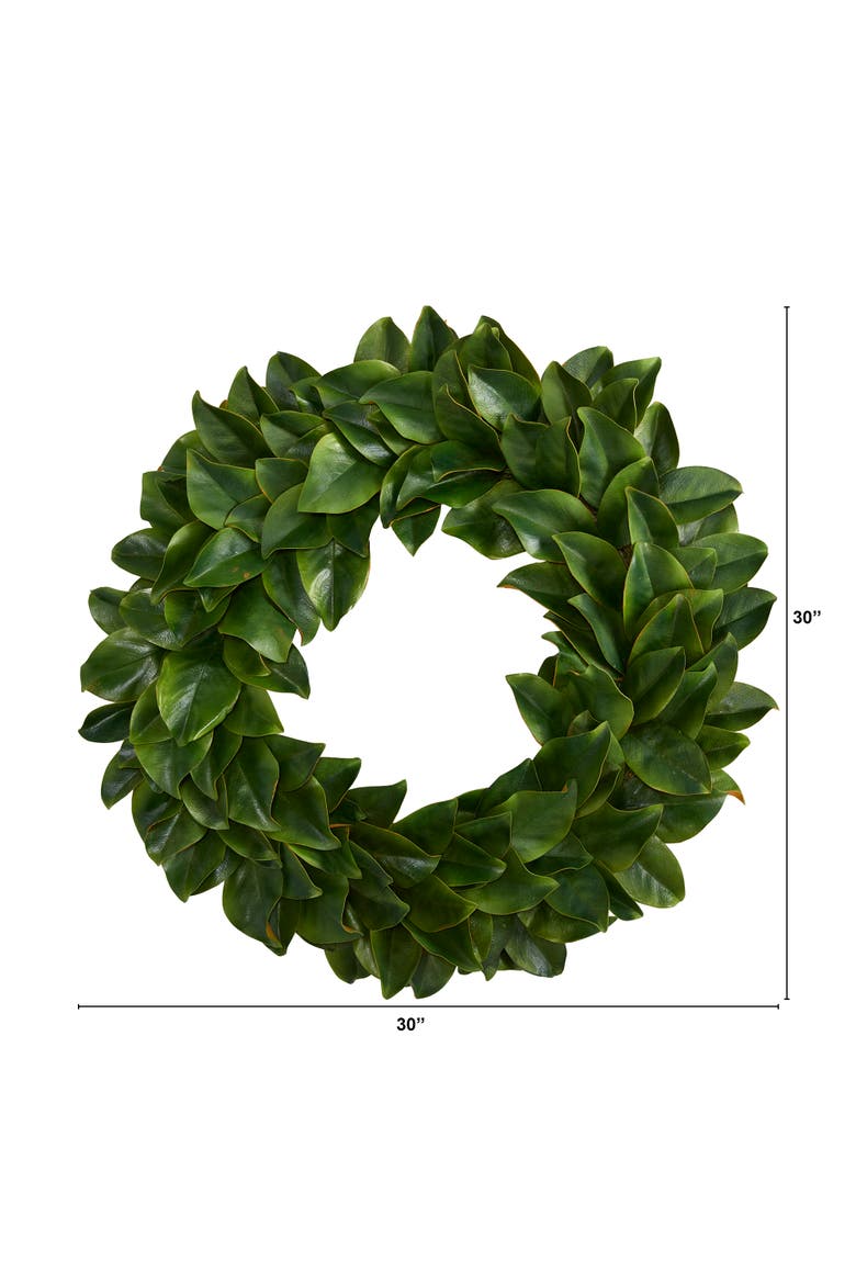 30-in Magnolia Artificial Wreath, Alternate, color, Green