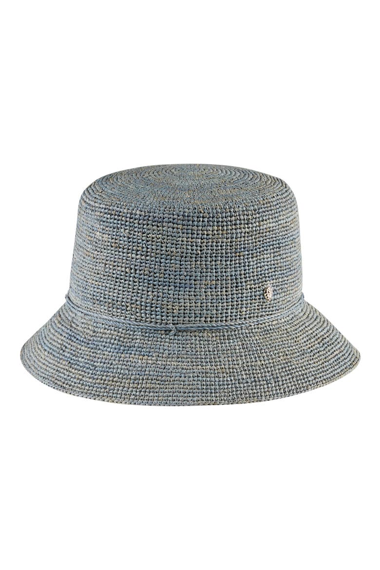 Packable Raffia Bucket Hat, Main, color, MISTY LAKE