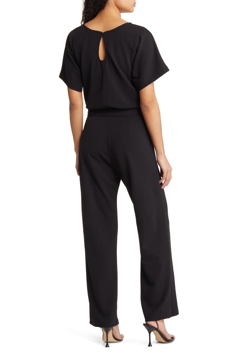 Alexandra Tie Waist Jumpsuit, Alternate, color, BLACK