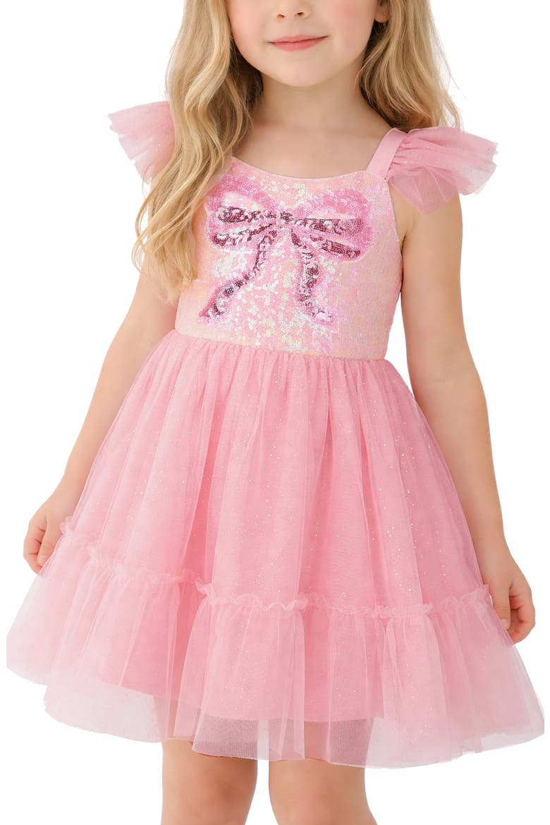 Kids' Sequin Bow Dress, Alternate, color, BLUSH
