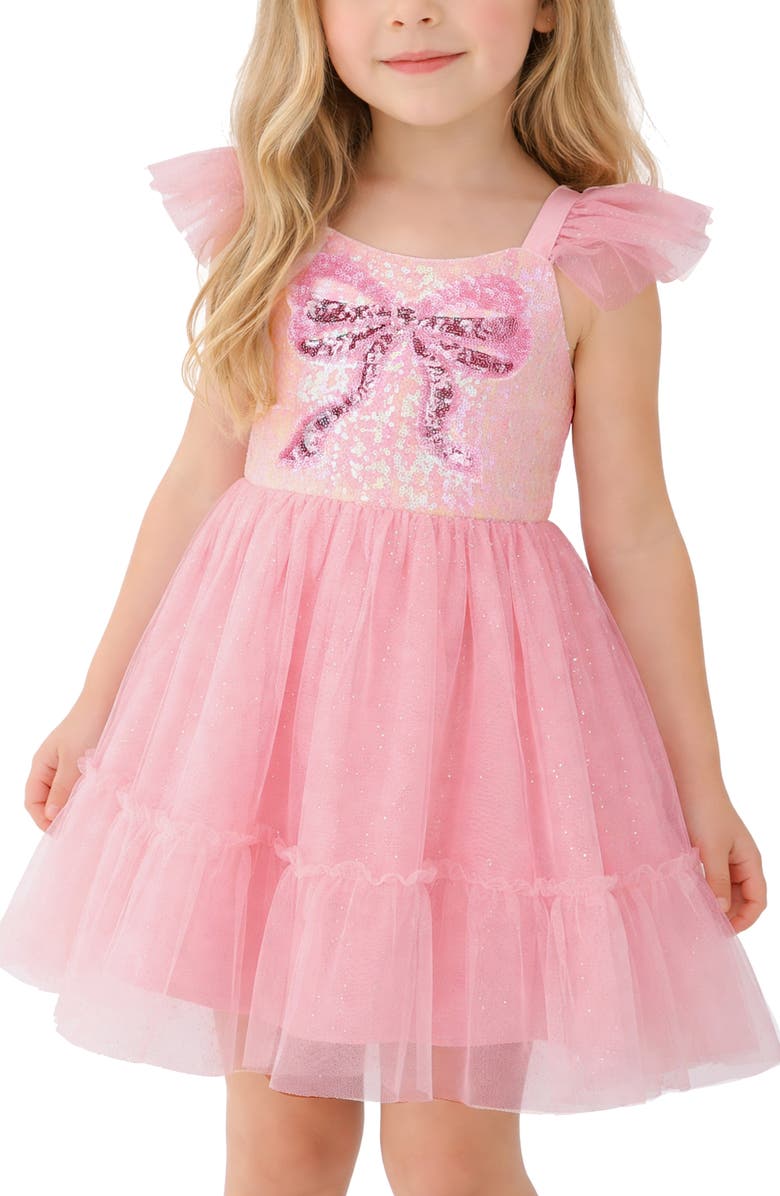Zunie Kids' Sequin Bow Dress, Alternate, color, Blush
