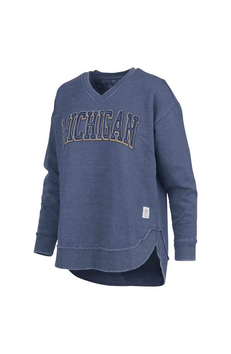 PRESSBOX Women's Pressbox Navy Michigan Wolverines Westin Poncho V-Neck Pullover Sweatshirt, Alternate, color, Navy