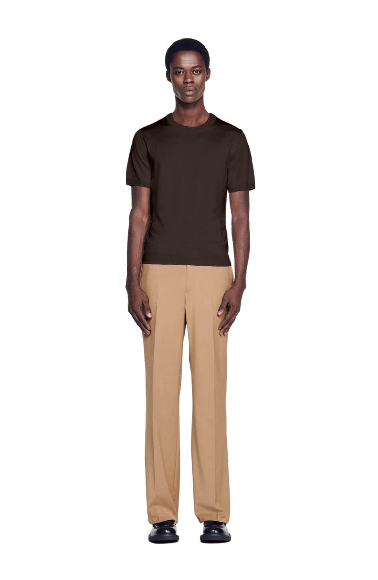 SANDRO Knitted T-shirt, Alternate, color, Chocolate