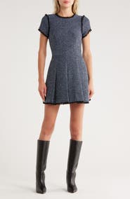 Cinq à Sept Nova Short Sleeve Metallic Tweed Dress