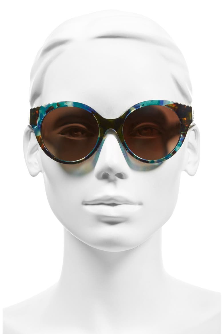 52mm Polarized Cat Eye Sunglasses, Alternate, color, TORT BLUE