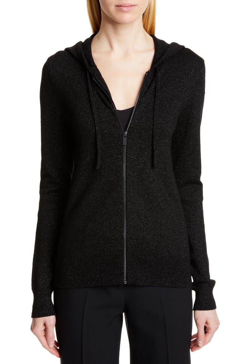 Metallic Hooded Sweater, Main, color, BLACK/ BLACK