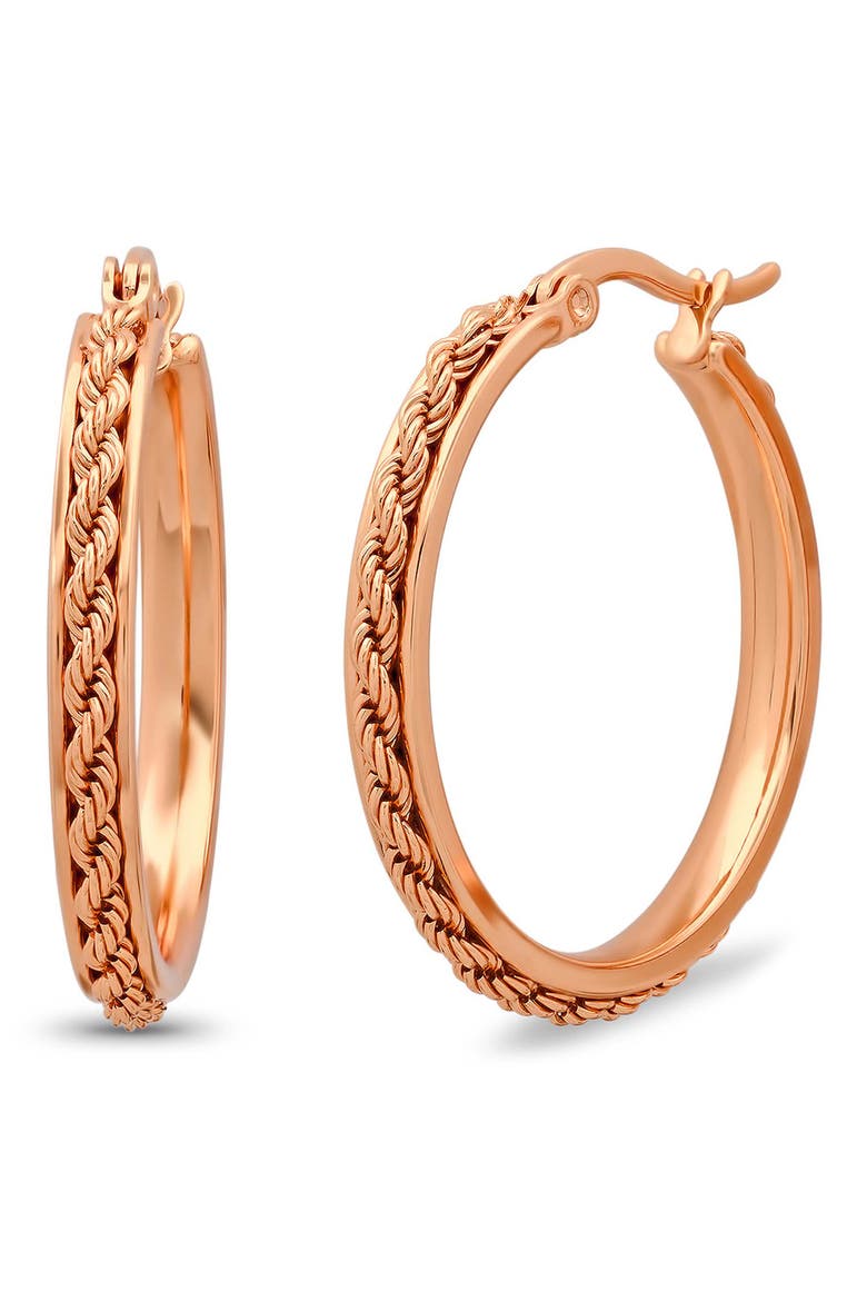 Rope Hoop Earrings, Main, color, ROSE GOLD