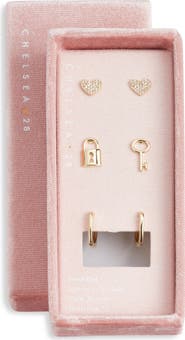 Chelsea28 Set of 3 Demi Fine Stud & Huggie Hoop Earrings