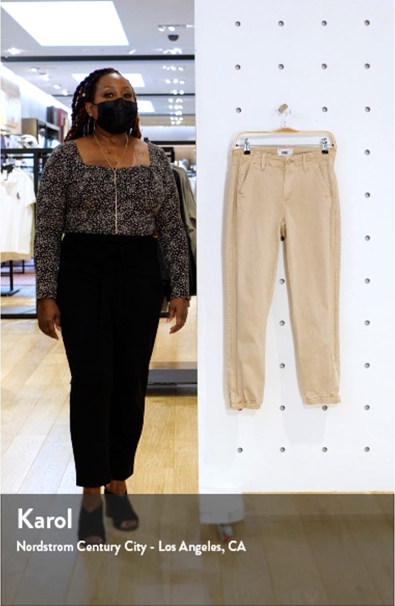 Mayslie Ribbon Side Stripe High Waist Twill Joggers, sales video thumbnail