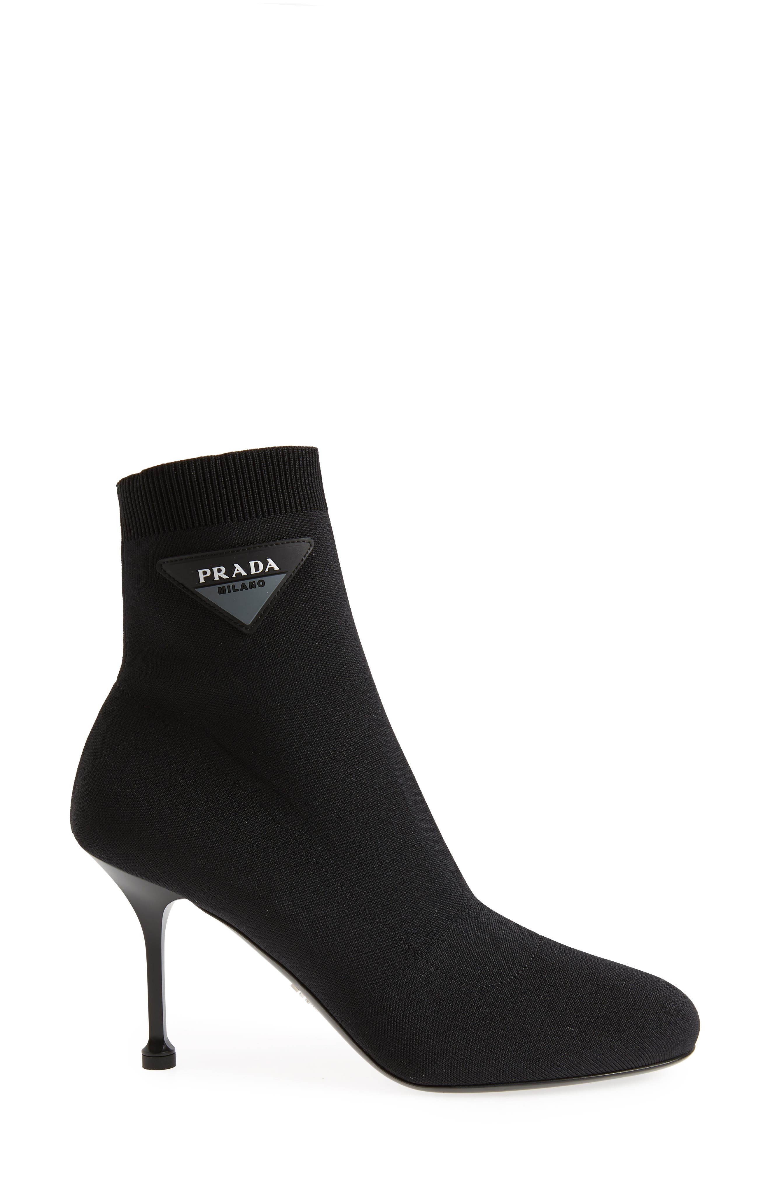Prada Logo Sock Bootie, Alternate, color, 