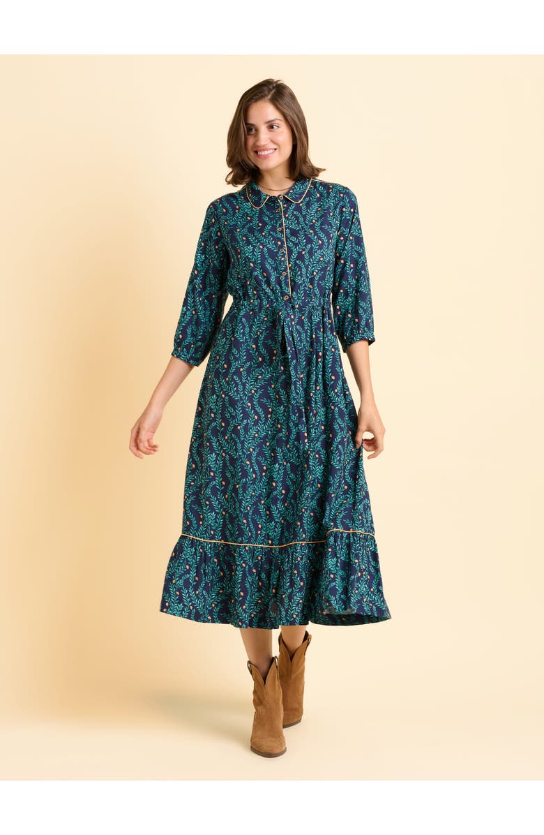 Brakeburn Skye 3/4 Sleeve Shirt Midi Dress, Alternate, color, Green