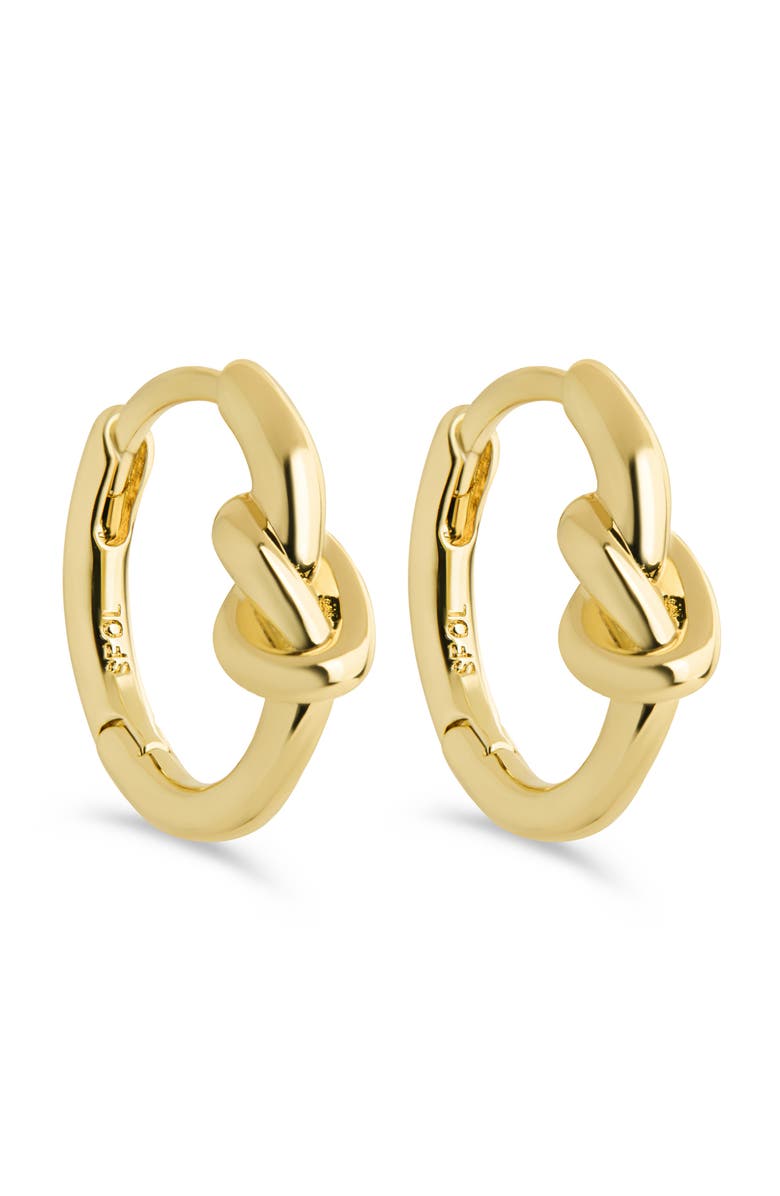 Sterling Forever Minnie Love Knot Huggie Hoop Earrings, Main, color, Gold