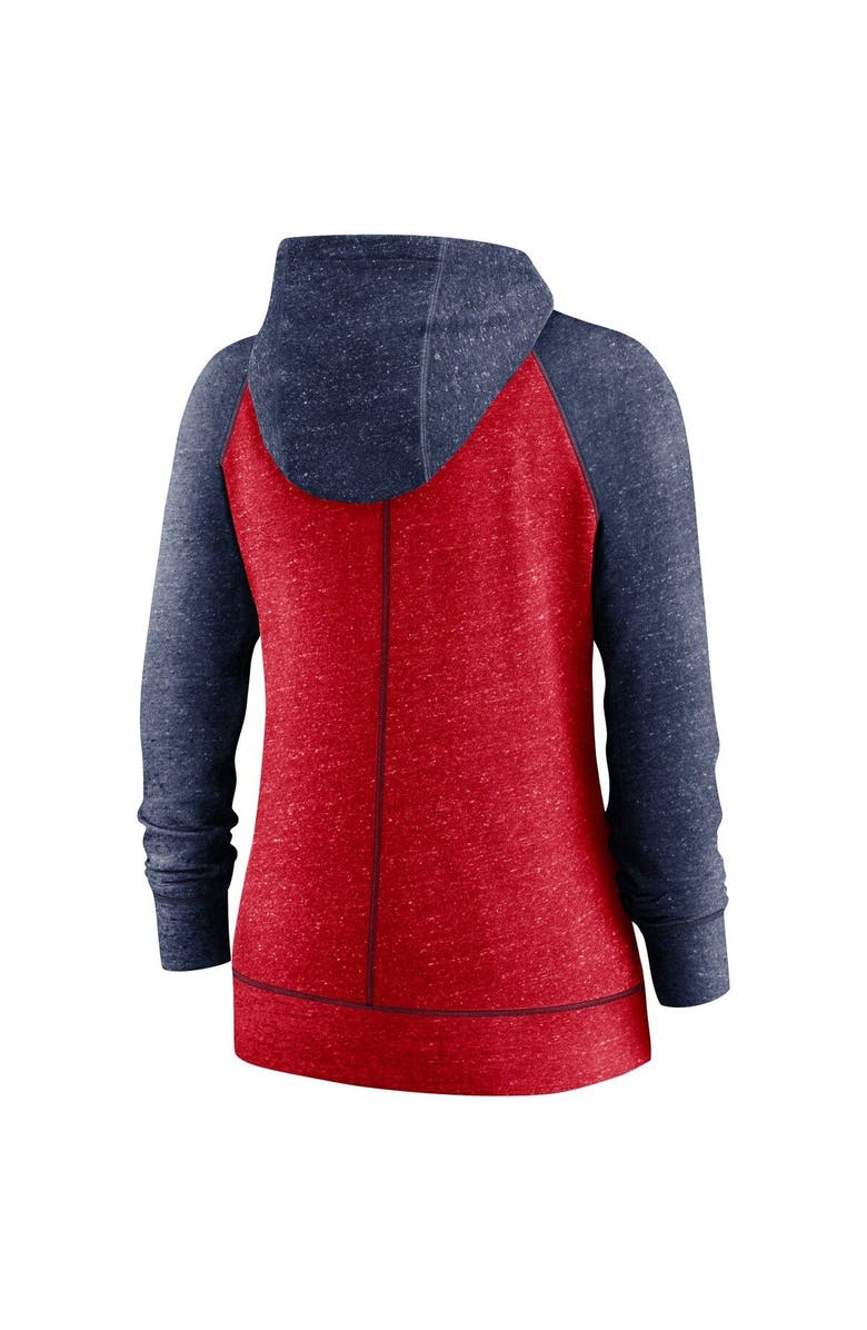 Nike Women's Nike Heather Red/Heather Navy St. Louis Cardinals Split Wordmark Gym Vintage Raglan Lightweight Full-Zip Hoodie, Alternate, color, Red