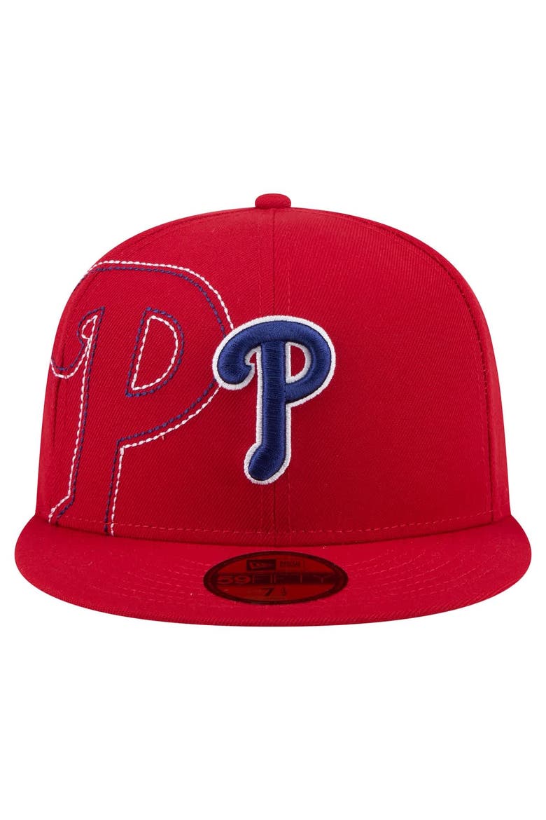 Men's New Era Red Philadelphia Phillies Yarn Stitch 59FIFTY Fitted Hat, Alternate, color, Red