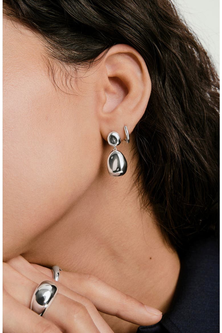 Dôme Pebble Earrings, Alternate, color, Sterling Silver