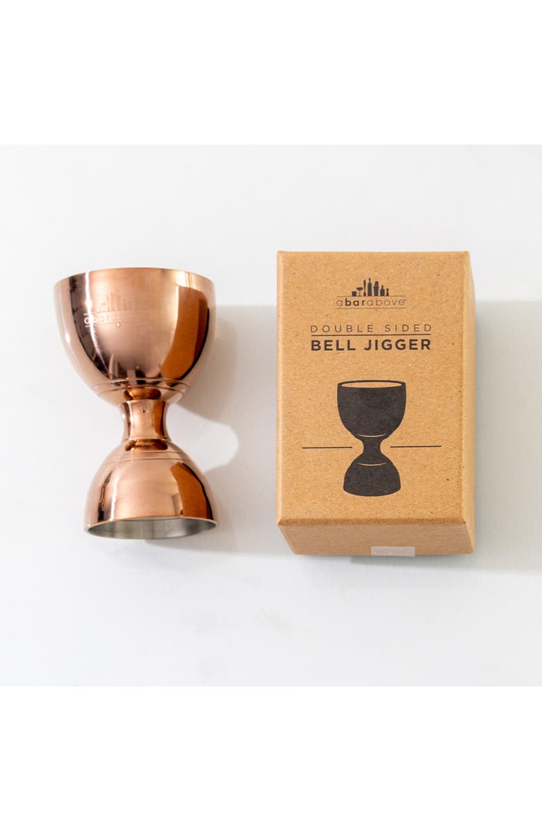 A Bar Above Antique Copper Bell Cocktail Jigger, Main, color, Antique Copper