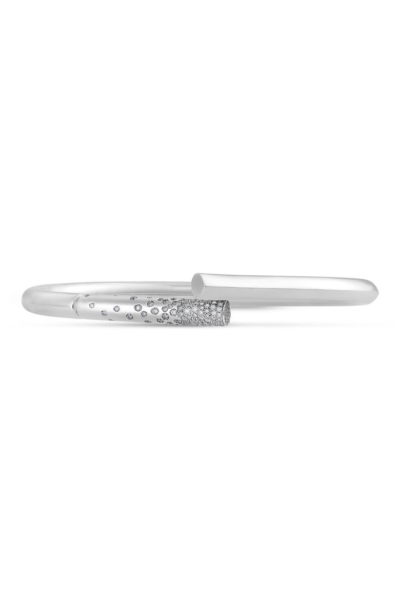 Oera Pavé Diamond Hinged Bracelet, Main, color, WHITE GOLD