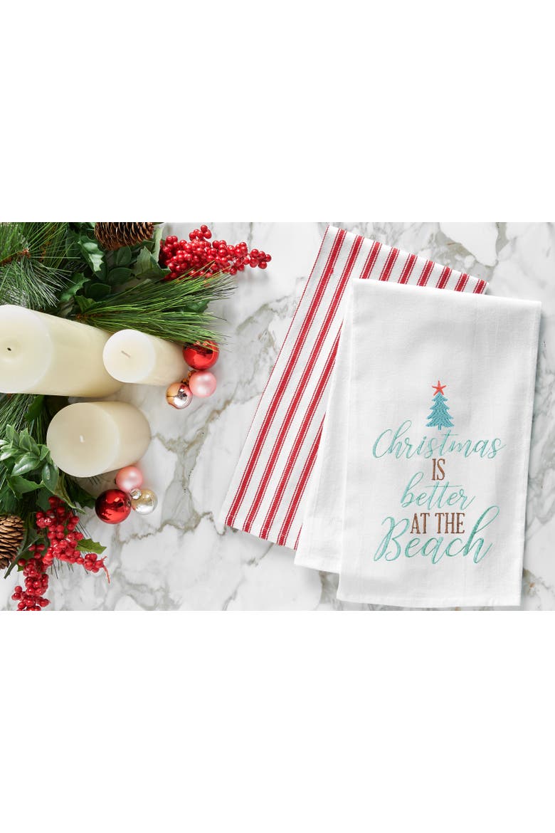 Christmas is Better Embroidered 100% Cotton Flour Sack Dishtowel, Alternate, color, White