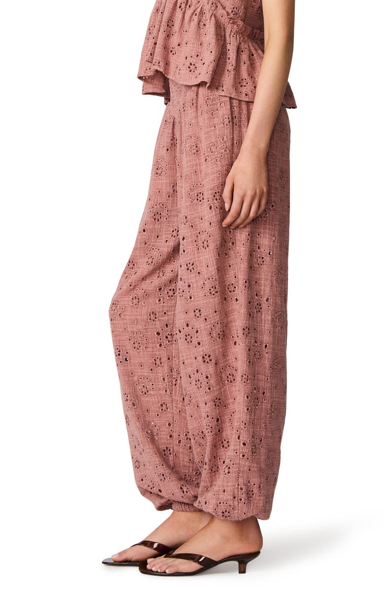 Steve Madden Tillie Cotton Eyelet Pants, Alternate, color, Burnt Coral
