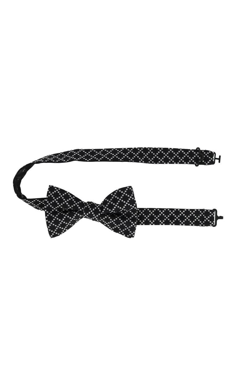 Trafalgar Rowan Geometric Pattern Silk Bow Tie, Alternate, color, Black