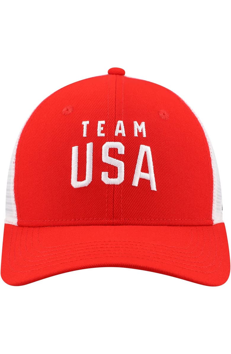 Nike Youth Nike Red/White Team USA Rise Performance Trucker Adjustable Hat, Alternate, color, Red