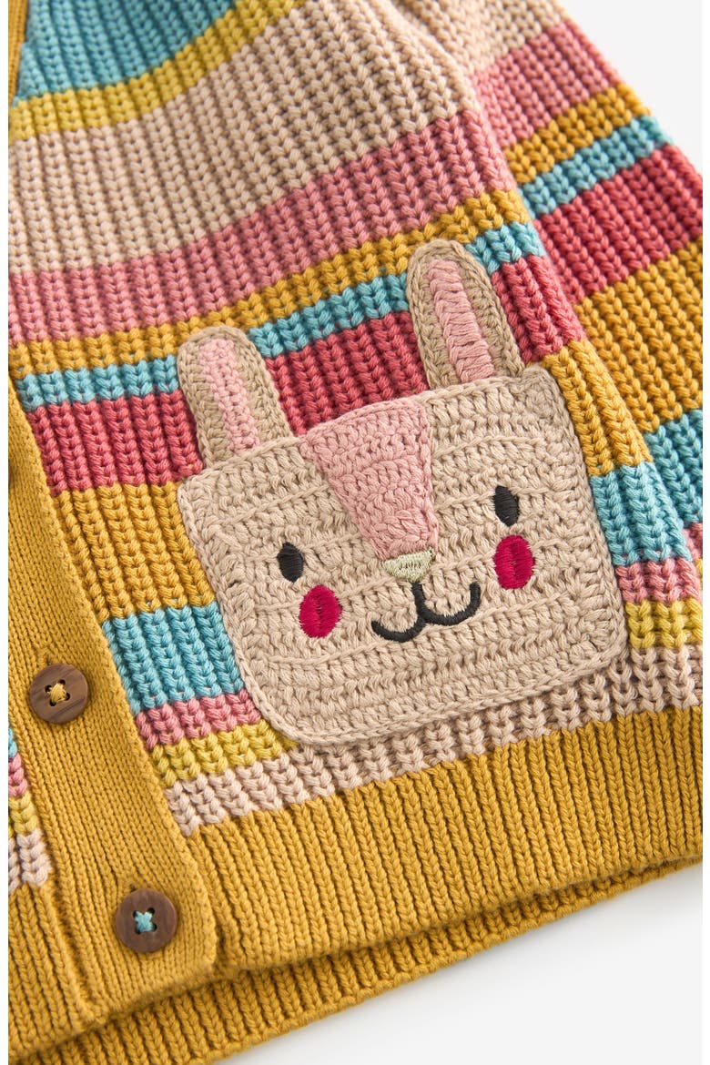 Kids' Bunny Stripe V-Neck Cardigan, Alternate, color, PINK
