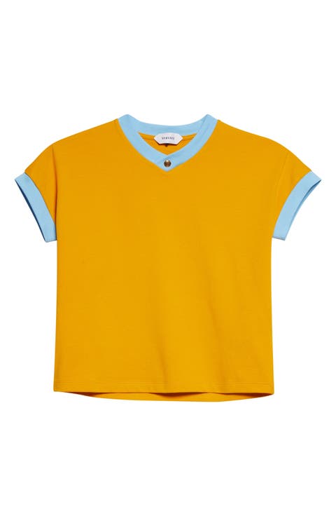 Cotton Ringer V-Neck T-Shirt