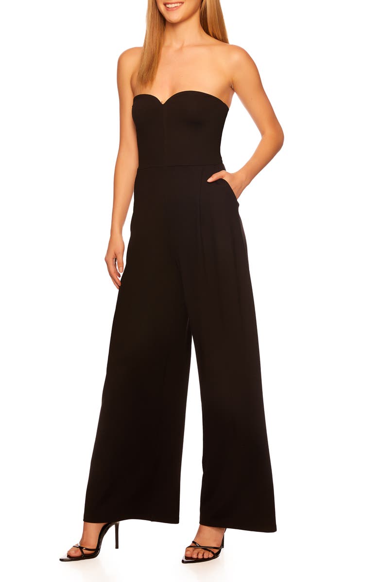 Susana Monaco Strapless Sweetheart Neck Wide Leg Jumpsuit, Alternate, color, 