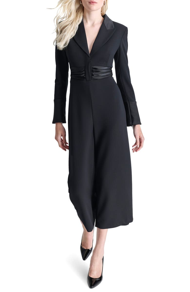 DKNY Long Sleeve Tuxedo Jumpsuit, Alternate, color, 
